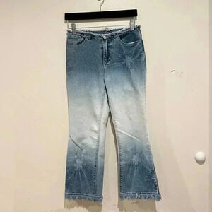 Vintage 90s Y2K Bubblegum Flare Raw Hem Waist Jeans